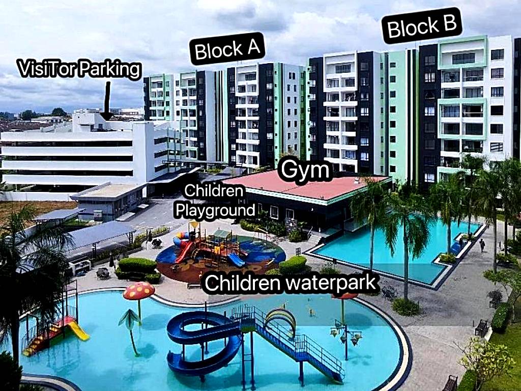 Ipoh Waterpark Homestay 7-12pax 3 Or 4Bedrooms Pool or City View with 2parking